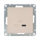 Механизм розетки USB-С, быстрая, кремовый Эпика  UP1-SOI-USBCF EKF