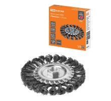 Щетка для УШМ "плоская", 125 мм, гайка М14, плетеные пучки стальной проволоки d 0,5 мм, "Рубин",  SQ1096-0208  TDM