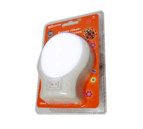 Ночник Овал 0,5Вт светодиодный белый с выключателем  SQ0357-0013  TDM