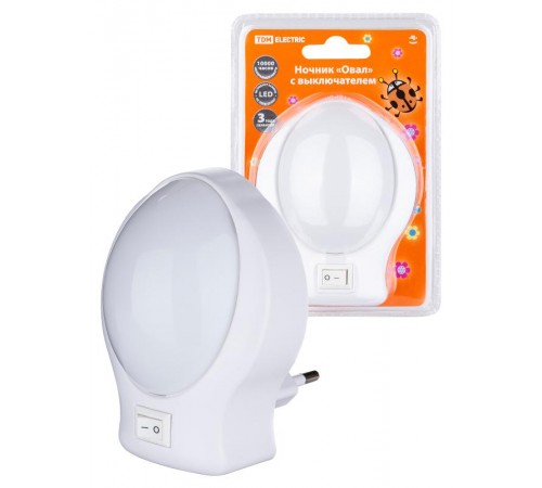 Ночник Овал 0,5Вт светодиодный белый с выключателем  SQ0357-0013  TDM