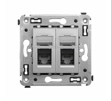 Компьютерная розетка RJ-45 в стену, кат.5e двойная, "Avanti","Закаленная сталь"  4404464  DKC