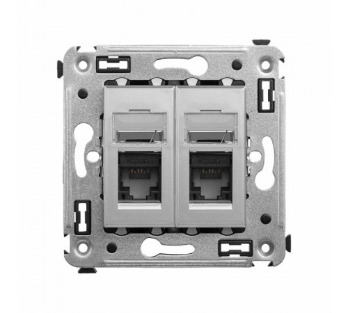 Компьютерная розетка RJ-45 в стену, кат.5e двойная, "Avanti","Закаленная сталь"  4404464  DKC