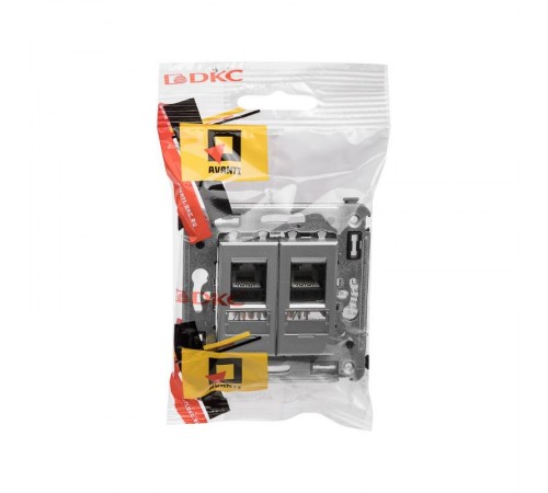 Компьютерная розетка RJ-45 в стену, кат.5e двойная, "Avanti","Закаленная сталь"  4404464  DKC