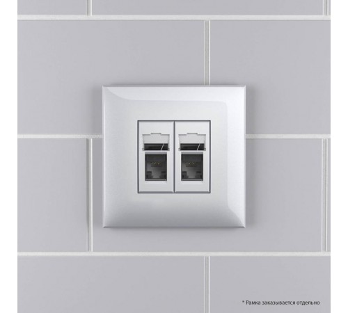 Компьютерная розетка RJ-45 в стену, кат.5e двойная, "Avanti","Закаленная сталь"  4404464  DKC
