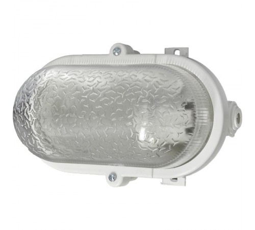 Светильник пылевлагозащищен. под лампу для ЖКХ НБП 01-60-012 с ободком Евро пластик / стекло IP53 E27 max 60Вт 184х115х90 овал белый  Б0052016  ЭРА