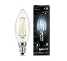 Лампа светодиодная LED 7Вт E14 220В 4100К свеча  103801207  Gauss