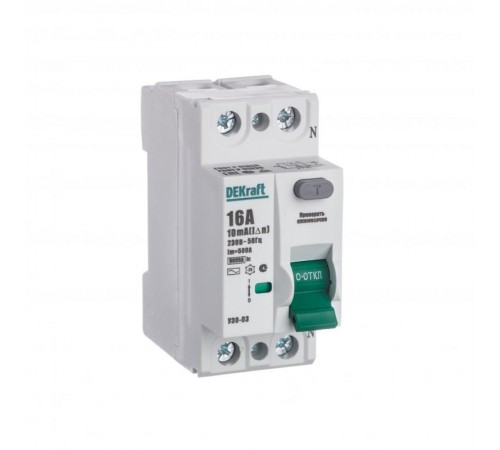 Выключатель дифференциальный (УЗО) УЗО-03 2п 16А 10мА тип AC  14050DEK  DEKraft