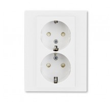 ABB Levit Белый / белый Розетка 2-ая с з/к со шторками 16А  5522H-C03457 03W  2CHH223457C6003  ABB