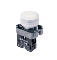 Кнопка в кожухе, белая, 1NO, мет. MTB2-BPZ111  58159  ОВЕН