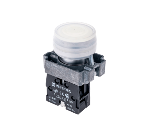 Кнопка в кожухе, белая, 1NO, мет. MTB2-BPZ111  58159  ОВЕН