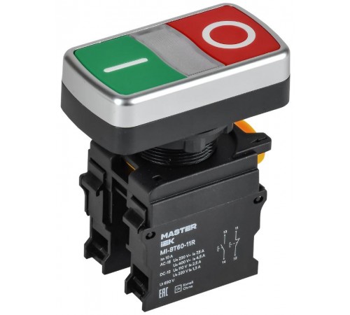 Кнопка "I-O" без подсветки d=22мм 1NO+1NC MASTER  MI-BT60-11R-3-21-K51  IEK