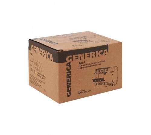 Выключатель автоматический дифференциального тока АД14 4п 25А C 25А тип AC (6,5 мод)  MAD15-4-025-C-030  GENERICA