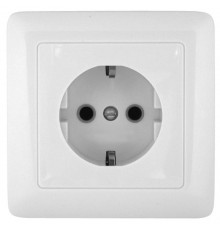 ПРИМА О/У Белый Розетка 1-ая с/з с защитными шторками 16А, монтажная пластина (в сборе)(опт.упак.)  RA16-003-1M-B  Schneider Electric