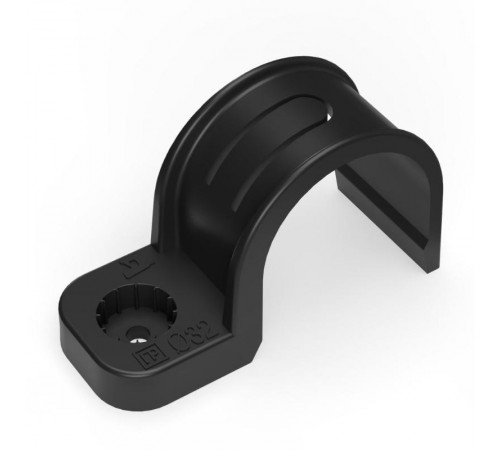 Крепеж-скоба пластиковая односторонняя для прямого монтажа черная в п/э д32 (25шт/375шт уп/кор)  PR13.0375  Промрукав