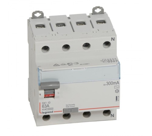 Выключатель дифференциальный (УЗО) DX3-ID 4п 63А 300мА тип AC  411724  Legrand