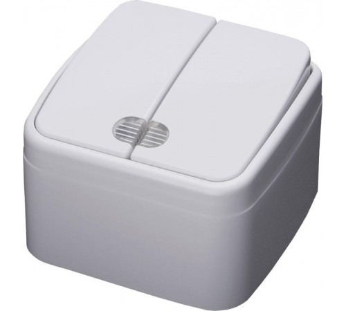 PSW10-32-20 Выключатель открытой установки 2-клавишный с индикатором, 250В, 10А, серия Basic, белый  39030  STEKKER