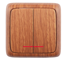 Выключатель открытой установки, двухклавишный, с индикацией, цвет дуб  ВА10-152-05  HEGEL