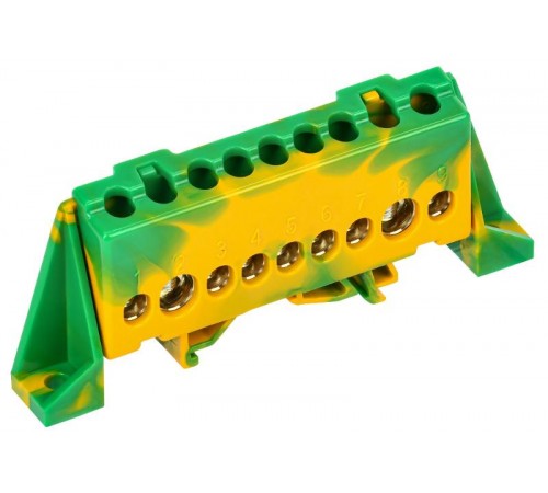 TEKFOR Шина PE "земля" в комбинированном DIN-изоляторе "Стойка" 8х12-9-ЖЗ  TF-NN20-09-DP-K52  IEK