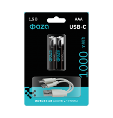 Аккумулятор литиевый   АAА 1000 mWh USB BL-2  .5061637  ФАZА