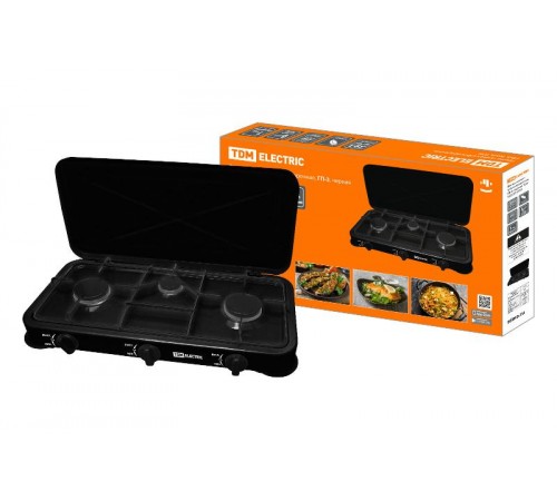 Плитка газовая трёхконфорочная, ГП-3, чёрная,  SQ2515-0006  TDM