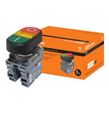 Кнопка двойная MPD2-11Y (зеленая/красная) (LED) в сборе d22мм/220В (I/O)  линза желтая  SQ0747-0048  TDM