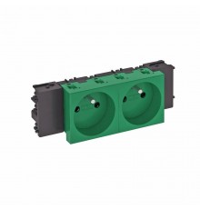 Розетка двойная 0° Modul45connect франц. стандарт, 250 В, 16A (зеленый) (STD-F0C MZGN2)  6120556  OBO Bettermann
