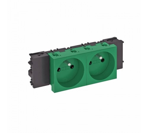 Розетка двойная 0° Modul45connect франц. стандарт, 250 В, 16A (зеленый) (STD-F0C MZGN2)  6120556  OBO Bettermann