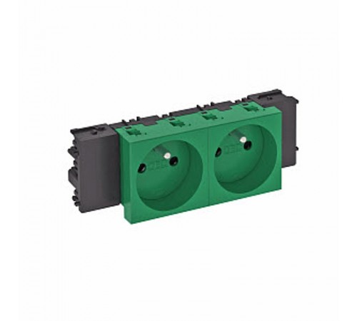 Розетка двойная 0° Modul45connect франц. стандарт, 250 В, 16A (зеленый) (STD-F0C MZGN2)  6120556  OBO Bettermann