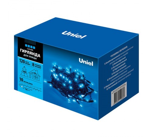 Гирлянда светодиодная  с контроллером  ULD-S1000-120/DBA BLUE IP67   10м. 120 диодов. синий свет. шнур черный.  UL-00005262  Uniel