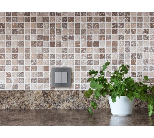 Inspiria Алюминий Выключатель 2-клавишный с подсветкой С/У без рамки  673632  Legrand