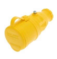 Розетка переносная влагозащищенная с крышкой, с/з, 16 А, IP44, каучук желтая  111-122  REXANT