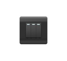 Переключатель 3-клавишный с подсветкой, 10А, черный(NEW3-E)  431514  CHINT