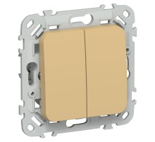 FLITE Выключатель 2-клавишный кнопочный 10А ВС12-2-0-ФлШм шамуа  FI-V24-0-10-1-K89  IEK