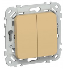 FLITE Выключатель 2-клавишный 10А ВС12-1-0-ФлШм шамуа  FI-V20-0-10-1-K89  IEK