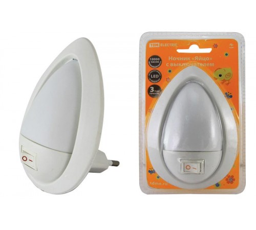 Ночник Яйцо 0,5Вт светодиодный белый с выключателем  SQ0357-0012  TDM