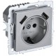 BRITE Розетка с заземлением со шторками 16А с USB A+A 2,1А РЮш10-1-БрА алюминий  BR-R14-16-U21-D21-K47  IEK