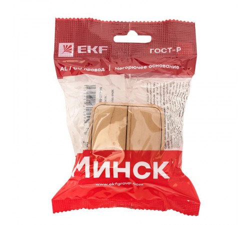 Выключатель 2-клавишный ОП Минск 10А светлое дерево EKF  EGV10-023-30  EKF