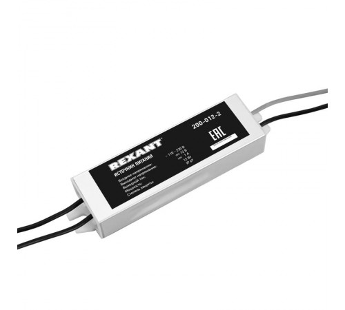 Источник питания 110-220V AC/12V DC, 1А, 12W с проводами, влагозащищенный (IP67)  200-012-2  REXANT