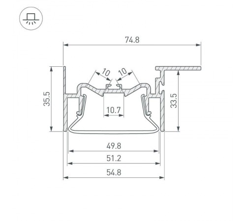 Профиль FOLED-50-CEIL-SIDE-2000 (Arlight, Алюминий)  035770  Arlight