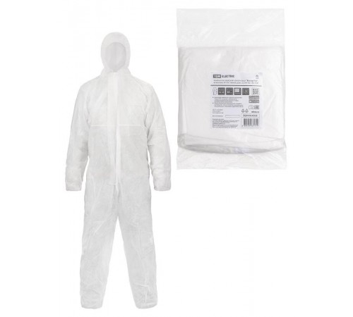 Комбинезон защитный одноразовый "Каспер Р40", на молнии, 40 г/м2, белый, разм. 52-54/182-188,  SQ1016-0322  TDM