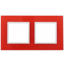 14-5102-23 Рамка на 2 поста, стекло, Эра Elegance, красный+бел  Б0034496  ЭРА