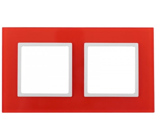 14-5102-23 Рамка на 2 поста, стекло, Эра Elegance, красный+бел  Б0034496  ЭРА