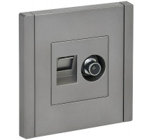 FORTE&PIANO Розетка двойная TV+RJ45 кат.6 FP537 сталь  FP-AK20-2-K46  IEK