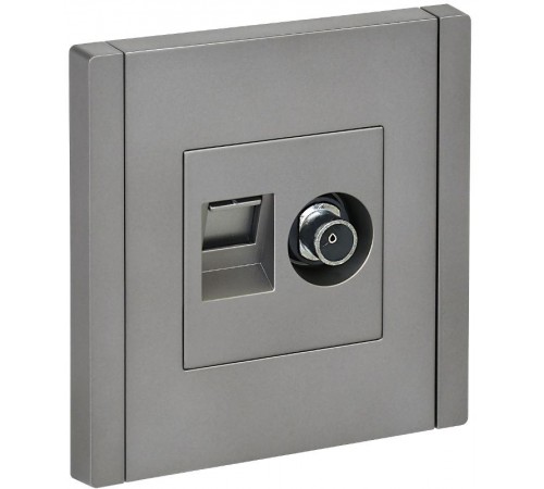 FORTE&PIANO Розетка двойная TV+RJ45 кат.6 FP537 сталь  FP-AK20-2-K46  IEK