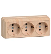 ОКТАВА сосна Розетка 3-местная О/У с/з 16А РС23-3-ОС  ERO31-K03-16-DC  GENERICA