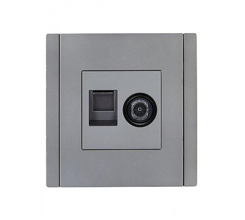 FORTE&PIANO Розетка двойная TV+RJ45 кат.6 FP537 сталь  FP-AK20-2-K46  IEK