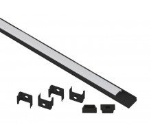 Комплект с накладным анодированным профилем  1506B 15х6мм, 2м, черный САВ262   Б0062817  ЭРА