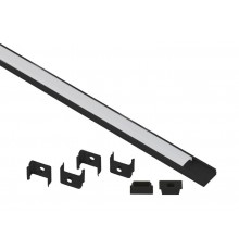 Комплект с накладным анодированным профилем  1506B 15х6мм, 2м, черный САВ262   Б0062817  ЭРА