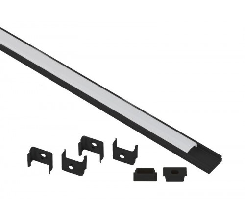 Комплект с накладным анодированным профилем  1506B 15х6мм, 2м, черный САВ262   Б0062817  ЭРА