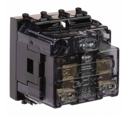 Розетка "Черный квадрат", 2P+E, с з/ш, "Avanti", 2 мод.  4402002  DKC